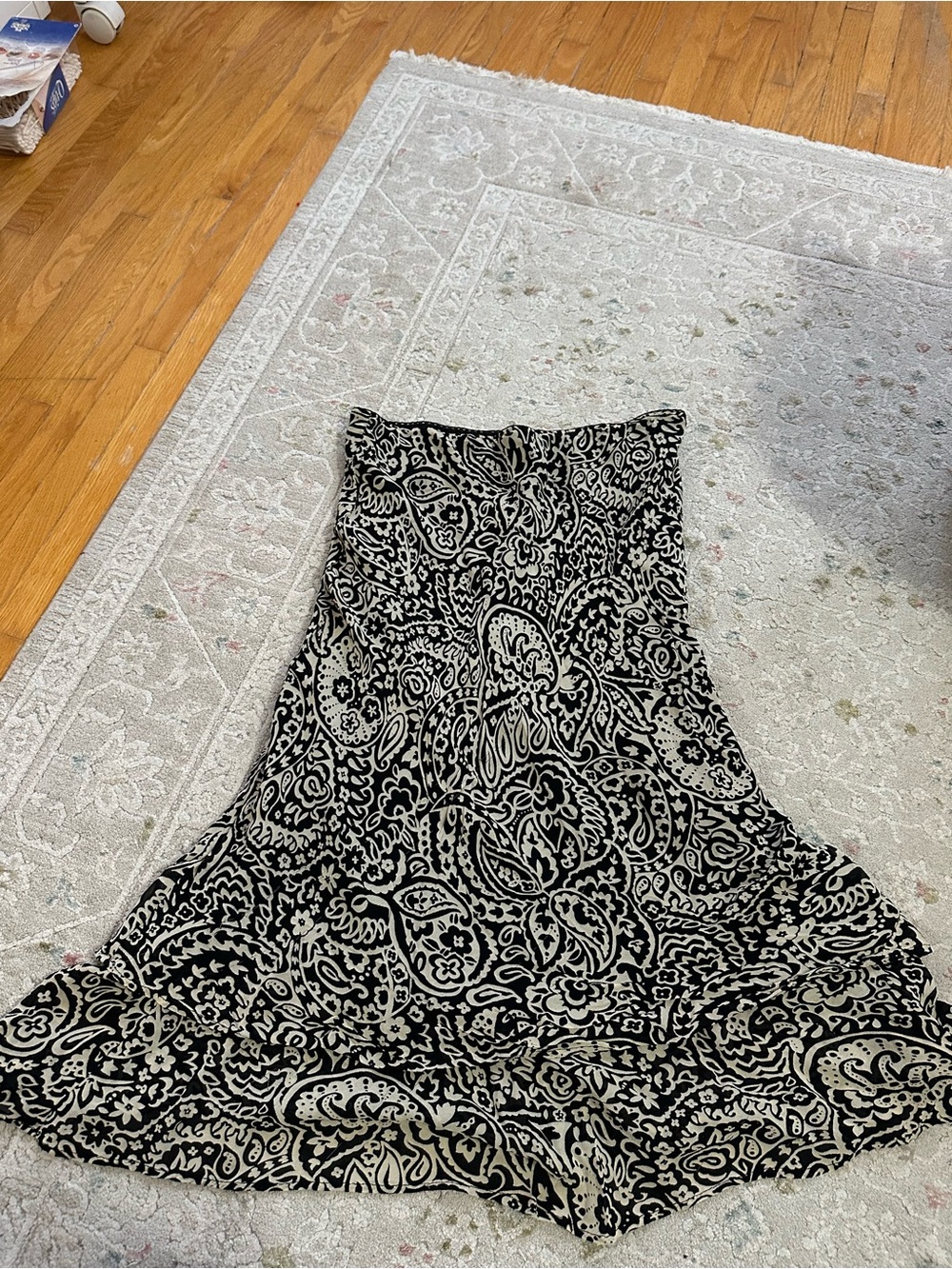 Style & Co. Black and White Paisley Maxi Skirt